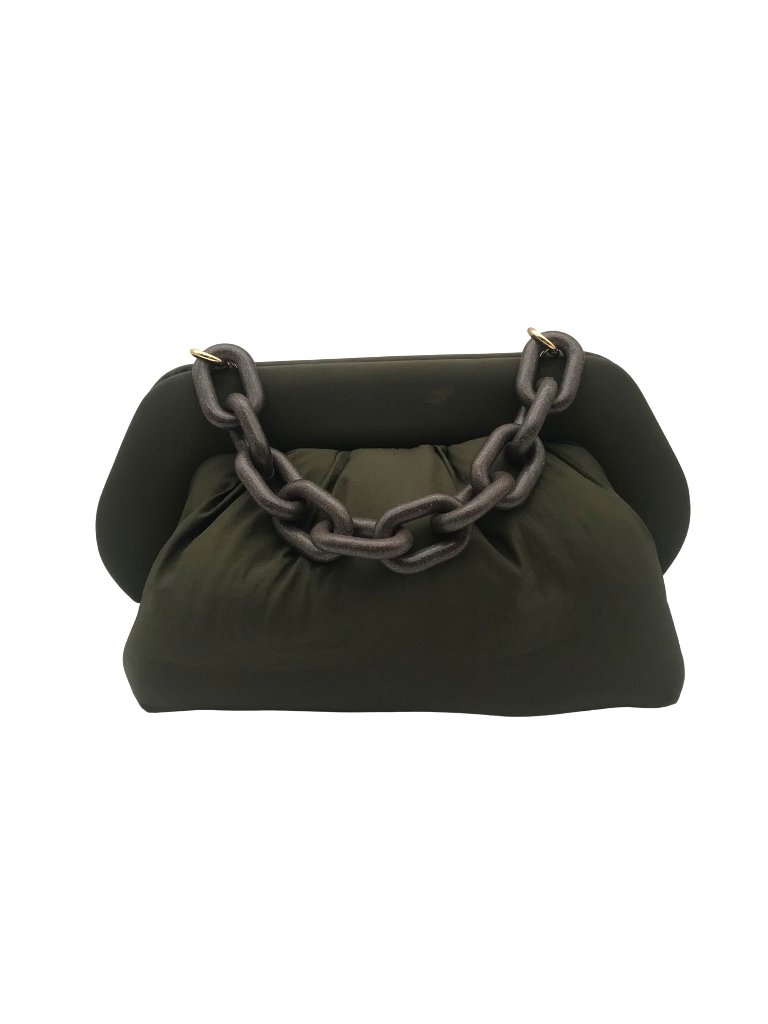 Themoir Bios Chain Link Forest Green Re-Nylon Crossbody Clutch